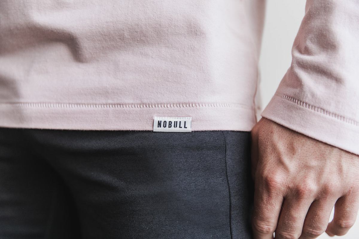 Nobull Heavyweight Pocket Men's Long Sleeves Rose | Australia (MO7215)